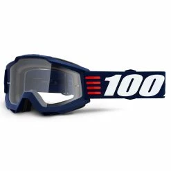 100% Accuri Goggles Anti Fog Mirror Blue Flash Lens - Bleu/Blanc