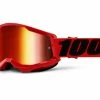 100% Strata 2 Goggle - Lentille Miroir - Rouge 2 100% Strata 2 Goggle - Lentille Miroir - Rouge -Vélos de ville Soldes Strata2Goggle MirrorLens red 1